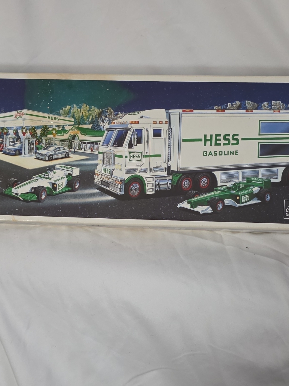 HESS Green & White Gasoline Truck and Race Car Set - Home Party Supplies